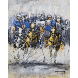 Naeem Rind, 12 x 16 Inch, Acrylic on Canvas, Polo Painting, AC-NAR-046